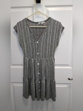 Caution To The Wind Black and White Striped Dress